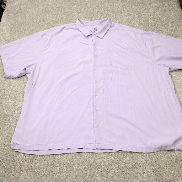 Tommy Bahama Camp Shirt Mens5XB Purple Loop Collar 100% Silk Short Sleeve Button - Picture 2 of 12